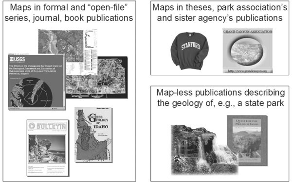 Bibliographic records
      in the Geoscience Map Catalog are drawn from a diverse group of more than
      320 publishers. For a more detailed explanation, contact Dave Soller at drsoller@usgs.gov.