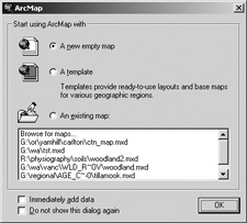 Create a new Map Document in ArcMap. Open ArcMap and create a New Map Document. Right click the Layers in the Table of Contents frame, and specify the Coordinate System, and scale. For a more detailed explanation, contact Karen Wheeler at kwheeler@usgs.gov.