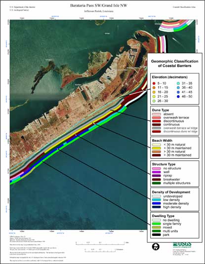 Example Coastal Classification map for Barataria Pass SW/Gand Isle NW.
