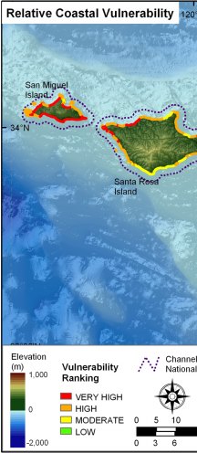 Figure 14.   Relative Coastal Vulnerability for Channel Islands National Park.