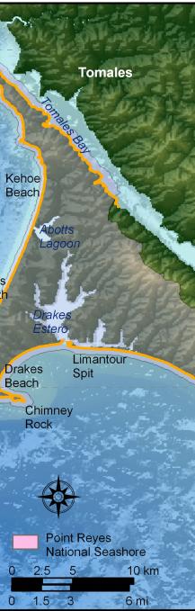 Figure 10. Mean Tidal Range for Point Reyes National Seashore.