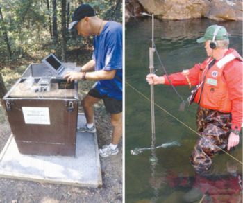 Cover photographs: Left: Hydrologic technician servicing a continuous ground-water-level data recorder at Chckamauga and Chattanooga National Military Park, Walker County, Georgia. Photograph by Alan M. Cressler, U.S. Geological Survey. Right: Hydrologic technician taking a discharge measurement at Tallulah River near Tallulah Falls, Rabun County, Georgia. Photograph by Bonnie J. Turcott, U.S. Geological Survey.