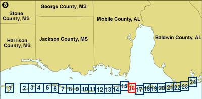 Index map where Little Dauphin Island SW/Fort Morgan NW is highlighted.
