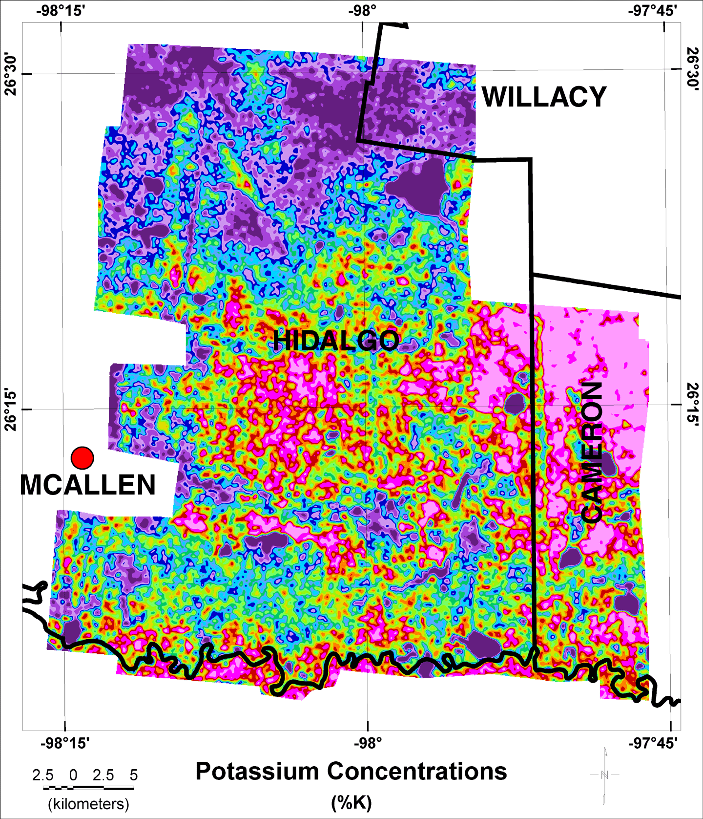 Image of map showing potassium concentrations.