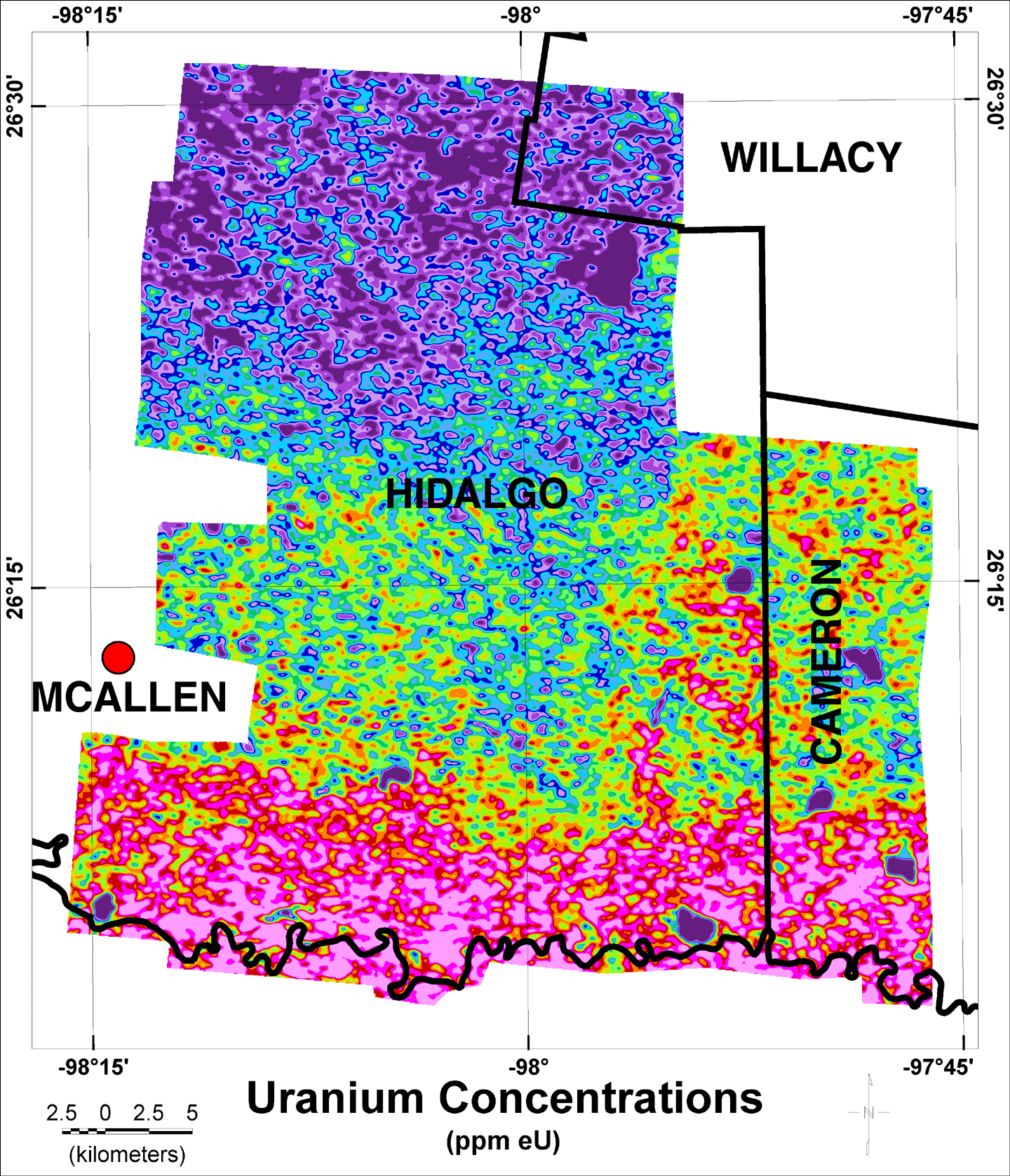 Image showing map of uranium concentrations.