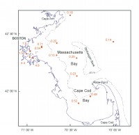 Figure 6.6.  Distribution of silver in surface sediments.