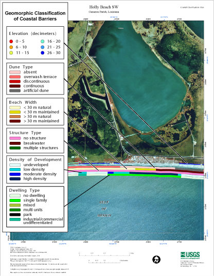 Example Coastal Classification map for Holly Beach SW.