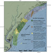Figure 19. Map showing four primary sea floor environments within Long Bay.