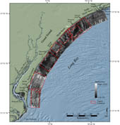 Figure 4. Map showing the sidescan-sonar image offshore of the northern South Carolina coast.