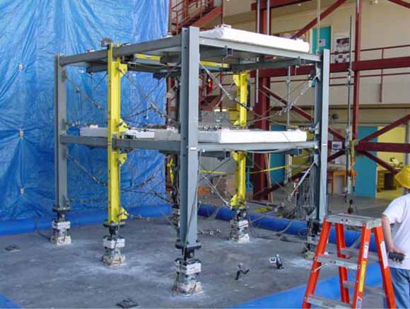 photo of steel test structure about ten feet tall