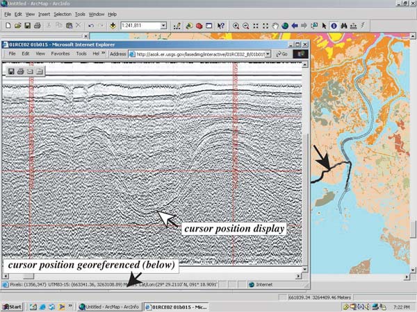 Display of an interactive seismic-reflection profile webpage
