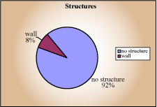 Structures pie chart - no structure 92%, wall 8%