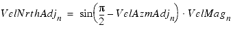 symbolic equation showing determination of the adjusted northing velocity