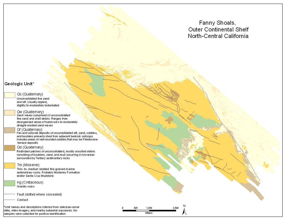 Figure 6.Fault lines map of Fanny Shoals, outer Continental Shelf of North-Central California.