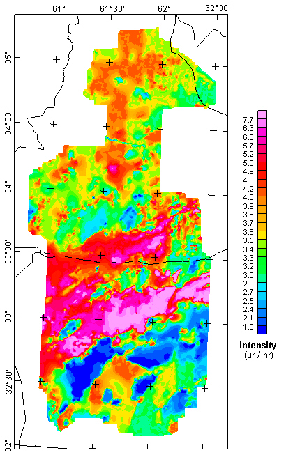 Westerm Afghanistan Gamma-Ray Intensity Map