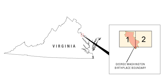 Map of George Washington Birthplace Natinoal Monument