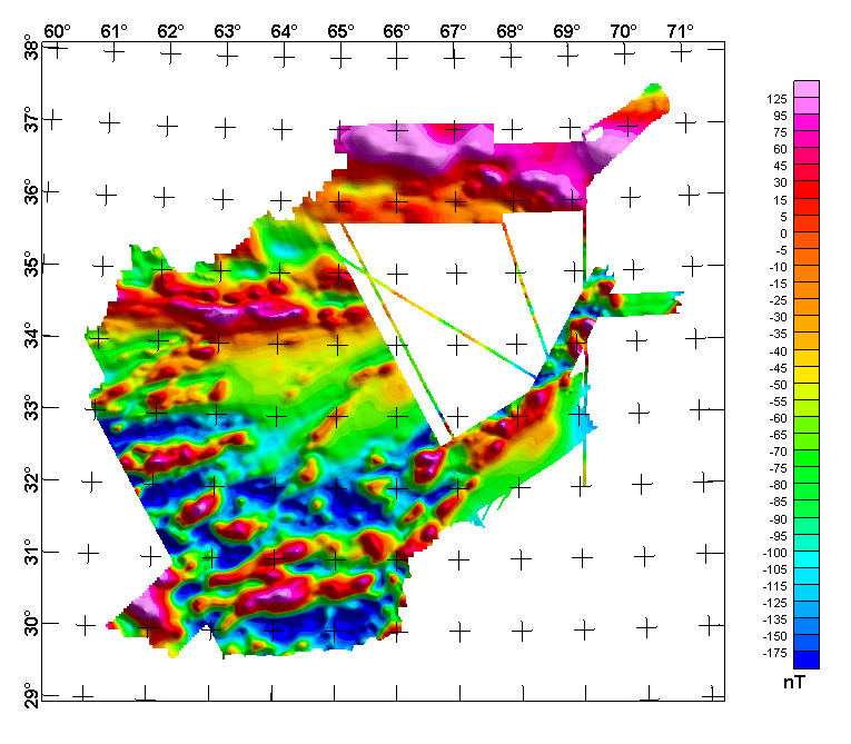 Afghanistan Aeromagnetic Anomaly Map at 5000 m Above Ground