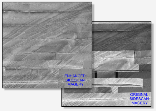 Original and reprocessed sidescan-sonar imagery from the study area. 