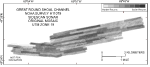 Figure 7. Original sidescan-sonar imagery from the National Oceanic and Atmospheric Administration survey of Great Round Shoal Channel (Poppe and others, 2007b). Note the numerous tonal artifacts. Lighter tones represent harder returns and higher backscatter. 