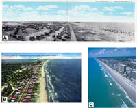 Figure 1.4. Views of the Grand Strand before and after high-density oceanfront development.