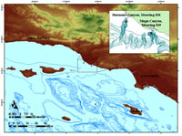 Figure 11. Location map of the two moorings at the heads of Hueneme (838) and Mugu (839) Canyons off the coast of Southern California. Bathymetric contour intervals are 100 m.