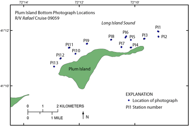 Figure 24. A map showing the location of bottom photographs. 