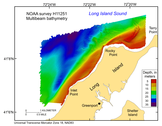Figure 15.  A map showing the digital terrain model of the sea floor.