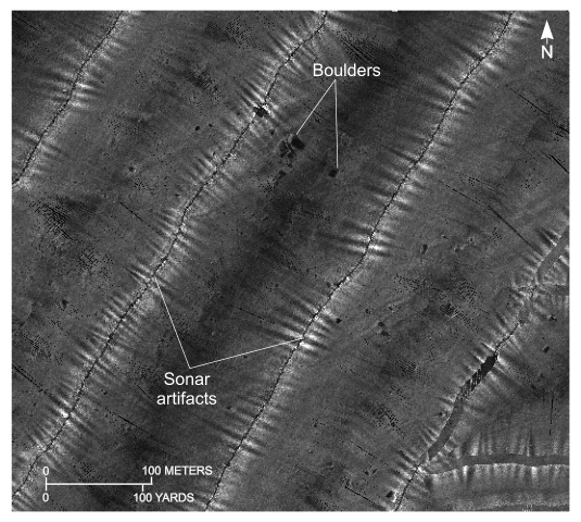 Figure 25. An illustartion showing detailed sidescan-sonar imagery north of Rocky Point, New York.