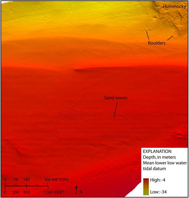 Figure 14. An image showing sand waves in the western part of the study area.