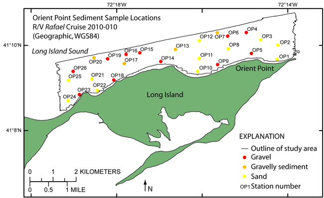 Figure 20. A map of sediment sample locations in the study area.