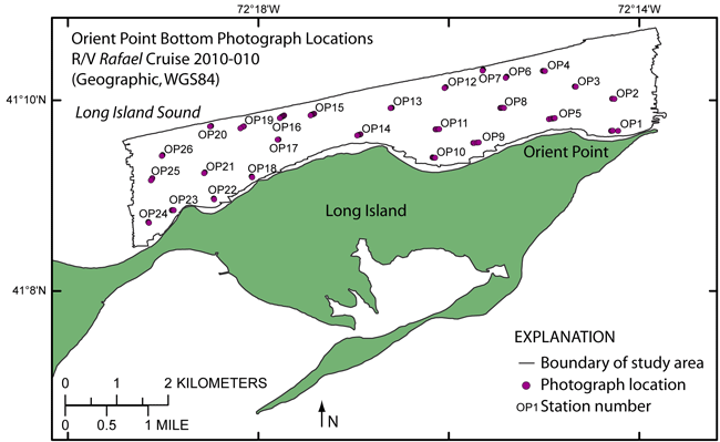 Figure 25. A map of bottom photograph locations in the study area.