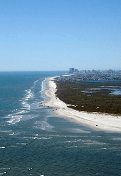 Photograph showing the coastline near Atlantic City, New Jersey and link to title page - The National Assessment of Shoreline Change: A GIS Compilation of Vector Shorelines and Associated Shoreline Change Data for the New England and Mid-Atlantic Coasts