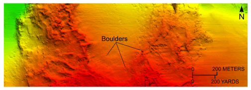Figure 14. A bathymetric image of boulders in the study area.