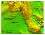 Thumbnail image of figure 13 and link to larger figure. A bathymetry image of bedrock in the study area.