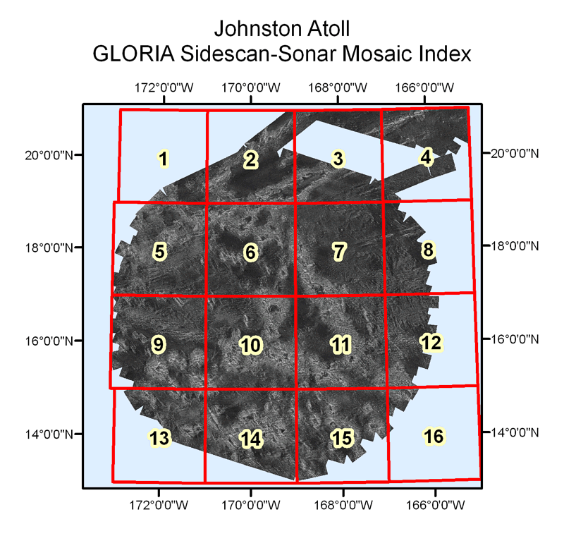 U.S. EEZ Johnston Atoll area GLORIA sidescan-sonar mosaic index map.