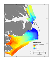 Thumbnail image of and link to larger image. Map showing thickness of Quaternary sediments in the study area