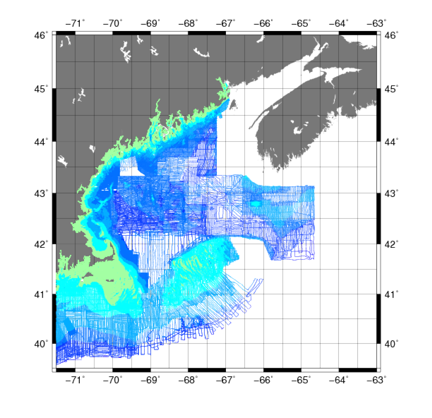 thumbnail image and link to larger image of a map showing hydrographic soundings