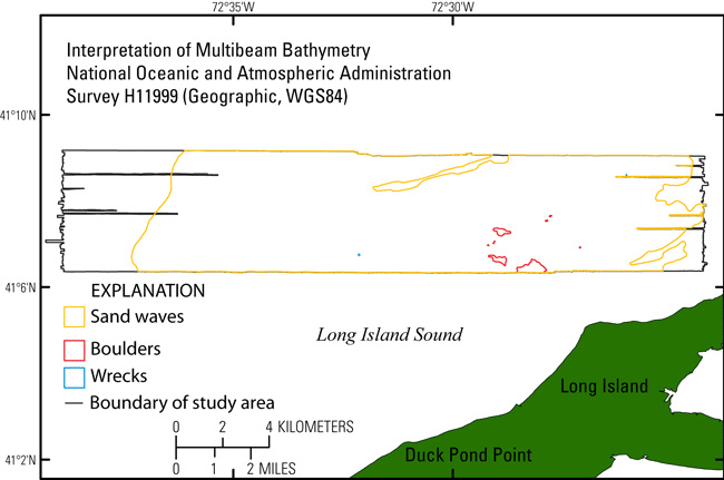 Figure 15. A map showing sea-floor features in the study area.