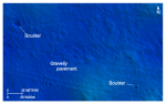Thumbnail image of figure 21 and link to larger figure. An image of bathymetric data showing boulders.