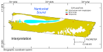 Thumbnail image of figure 22 and link to larger figure. A map showing the interpretation of the bathymetry of the study area.
