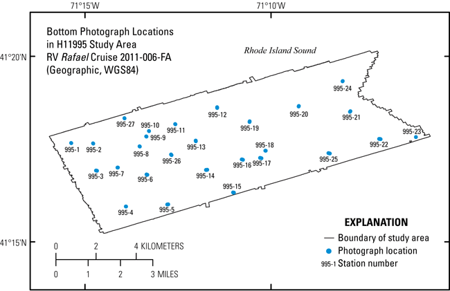 Figure 20. Map showing locations of bottom photographs taken in the study area.