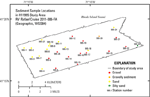 Thumbnail image of figure 17 and link to larger figure. Map of the locations of sediment samples taken in the study area.