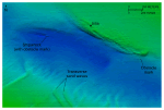 Thumbnail image of figure 30 and link to larger figure. Image of bathymetric data showing tidal scour.
