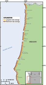 Thumbnail image and link to larger image of a map showing rate coverage and shoreline locations in Oregon