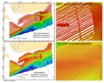 Thumbnail image of figure 11 and link to larger figure. An image of original and interpolated bathymetry from the study area.