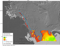 Map showing the thickness of Holocene marine (Qmn and Qmd) sediments on the Massachusetts inner shelf between Nahant and northern Cape Cod Bay.