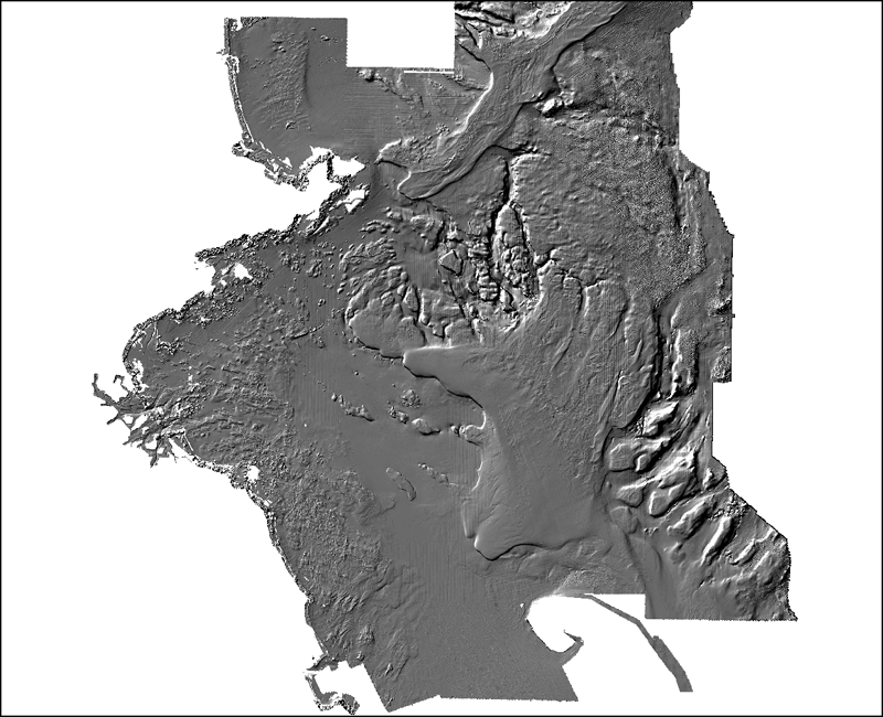 Image of the sun-illuminated interpolated bathymetric grid as stored within ArcMap™ 9.3.1 