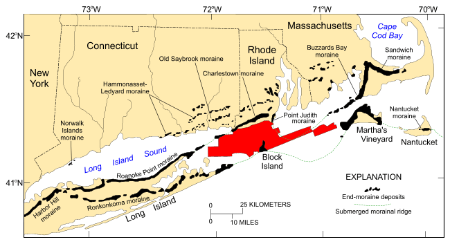 Figure 10. Map showing end moraines near the study area.