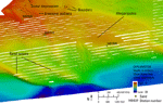 Thumbnail image of figure 13 and link to larger figure. An image of bathymetry in the study area.
