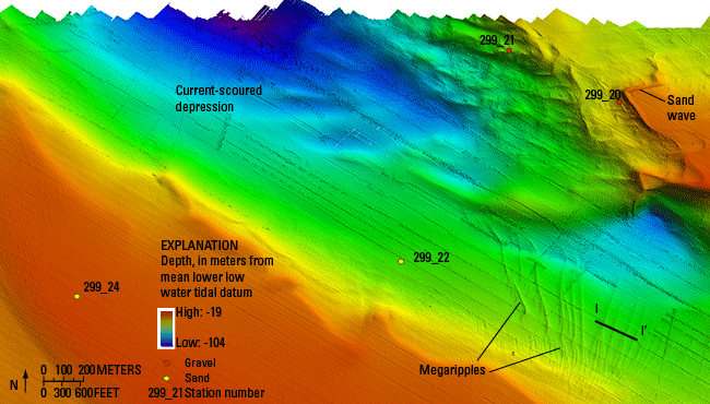 Figure 18. Bathymetric image of a scour depression in the study area.